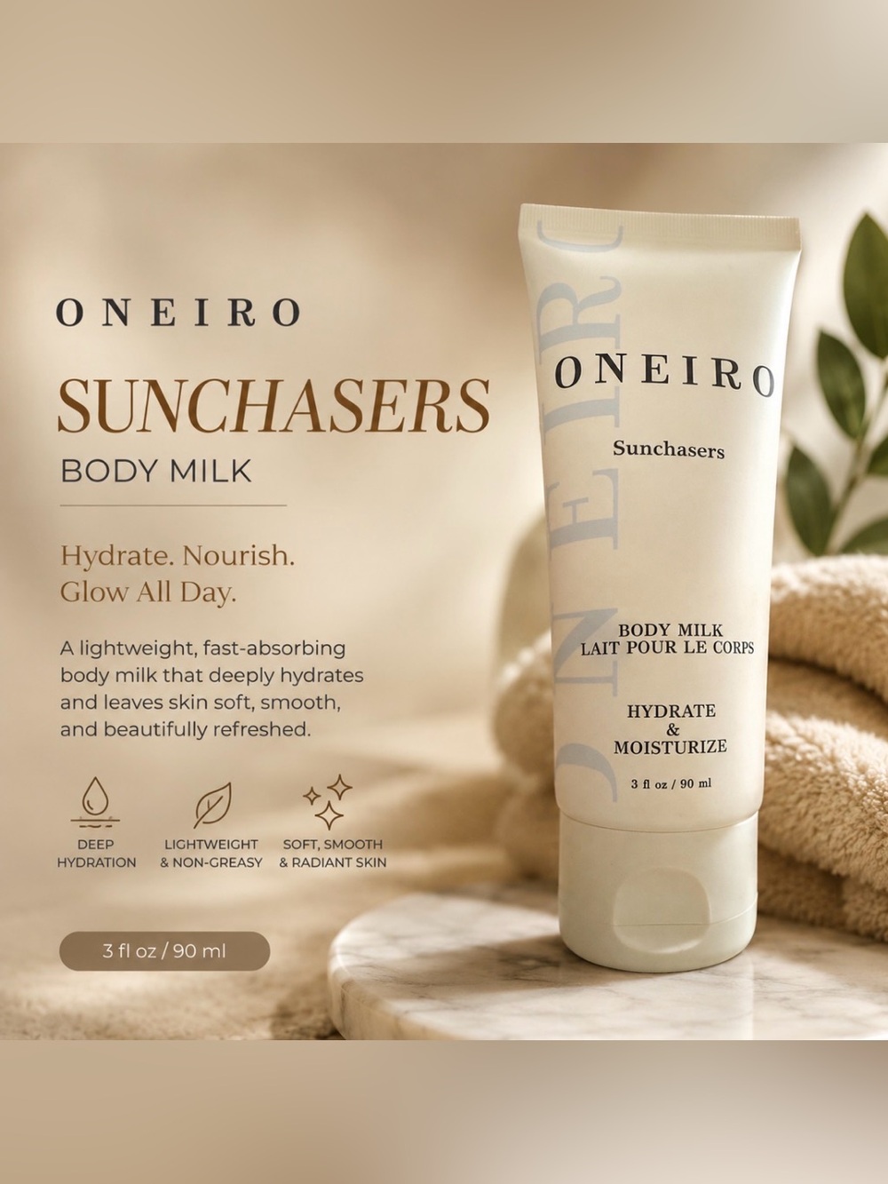 ONEIRO Sunchasers Hydrating Body Milk Lotion 3 oz Moisturizer